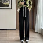 Women's Fashion Simple Solid Color Elastic Waist Tie Wide Leg Pants, offering comfort and style for everyday wear, easy — photo 5
