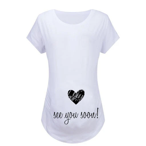 Title 2, T-shirts de Maternidade Slim Engraçadas com Let...