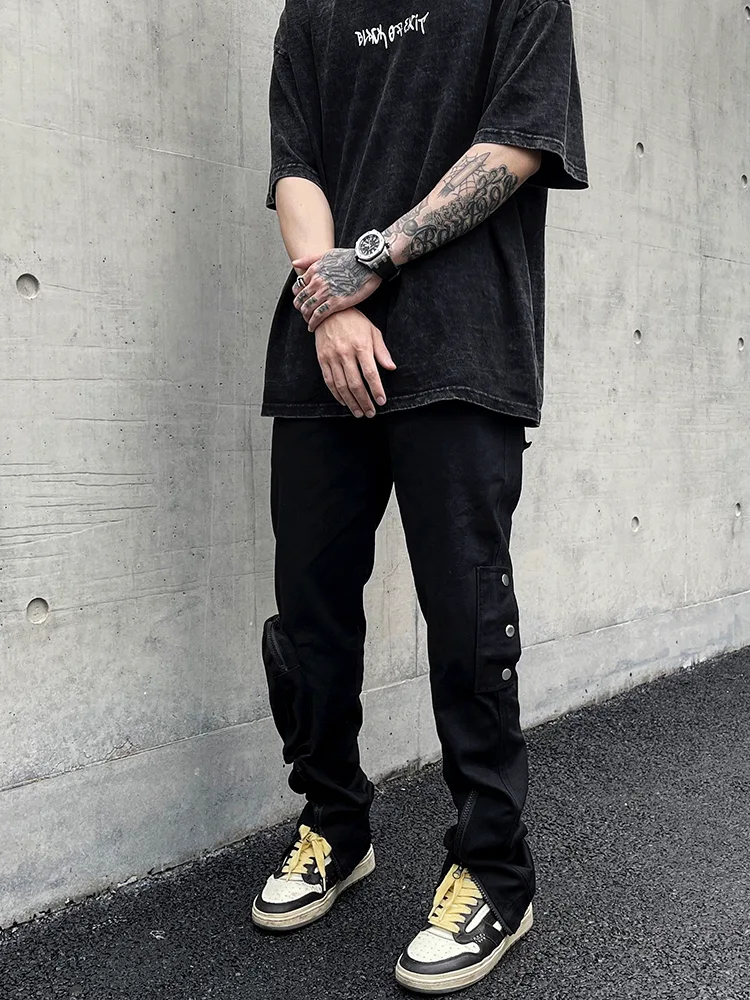 Title 3, Zipper Flared Overalls with Functional Pockets ...
