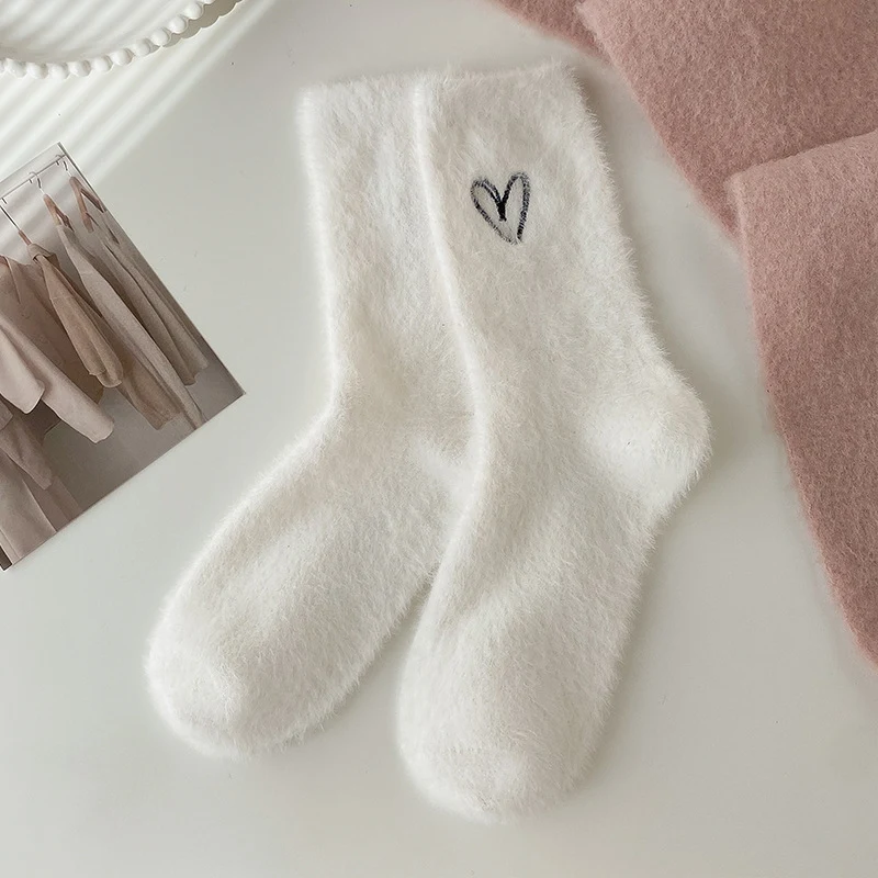 Women's Fashion Embroidered Mink Fur Socks — photo 2