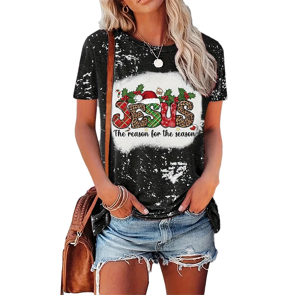 Christmas Fashion Print Round Neck T-shirt — photo 3