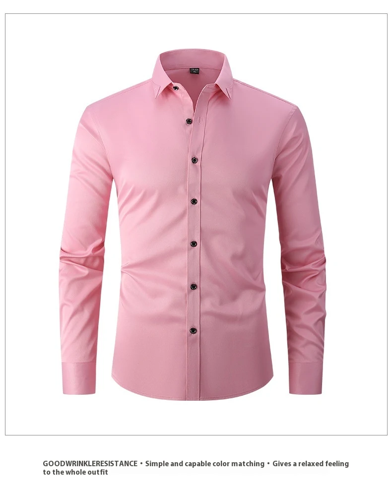 Title 13, Camisa masculina de cor sólida para primavera, ...