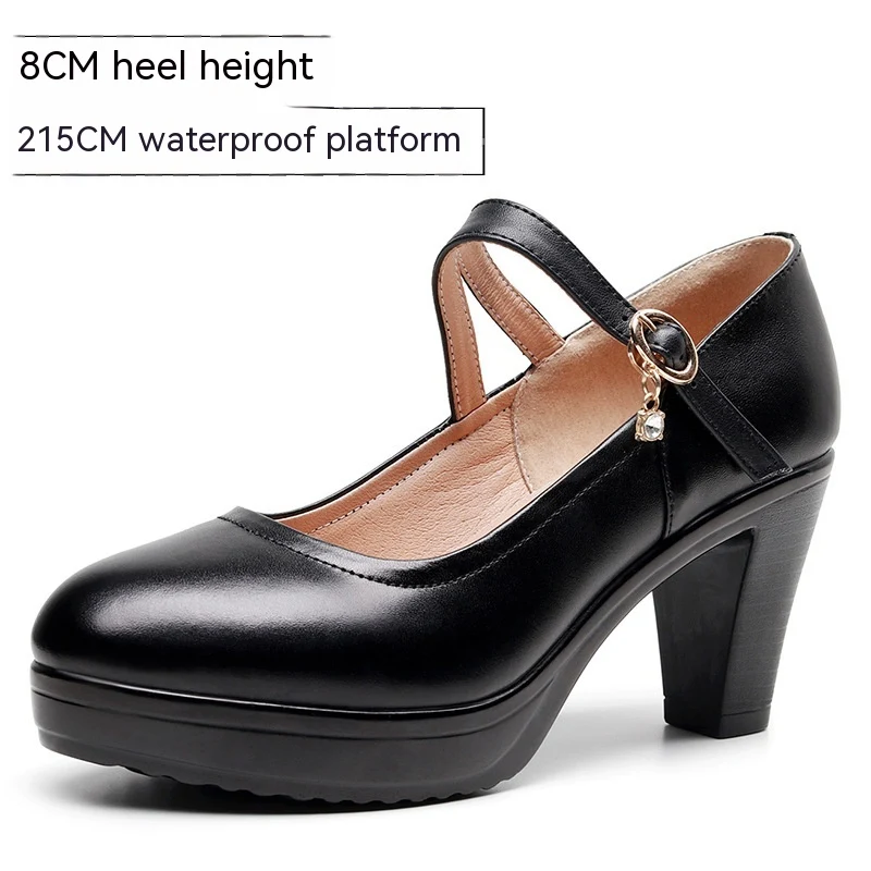Title 7, Round toe high heel waterproof platform shoes w...