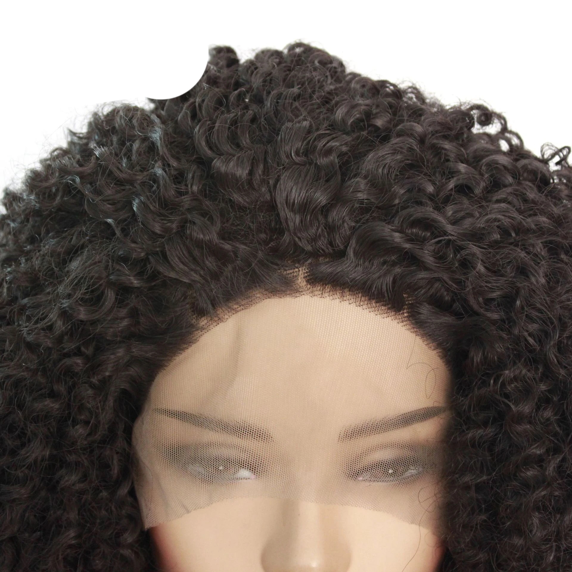 Donkerbruine Afrikaanse mode kleine krullende pruik, chemische vezels half handgeknoopt front lace hoofdbedekking voor een natuurlijke uitstraling — foto 5