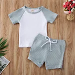 Conjunto de camisa e shorts 2 peças para bebês meninos Roupas infantis para meninos Roupas frescas e confortáveis para o verão. — foto 5