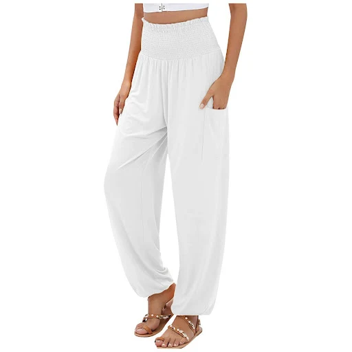 Title 7, Elastic-waist high-waist wide-leg casual trouse...