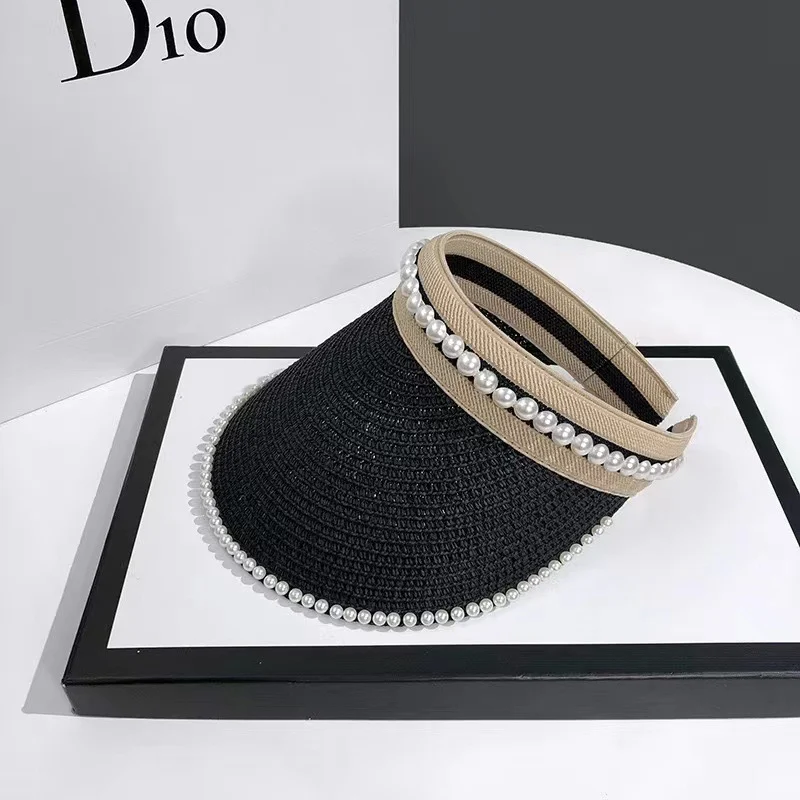 Title 1, Empty Top Sunshade Pearl Straw Hat Women Lace