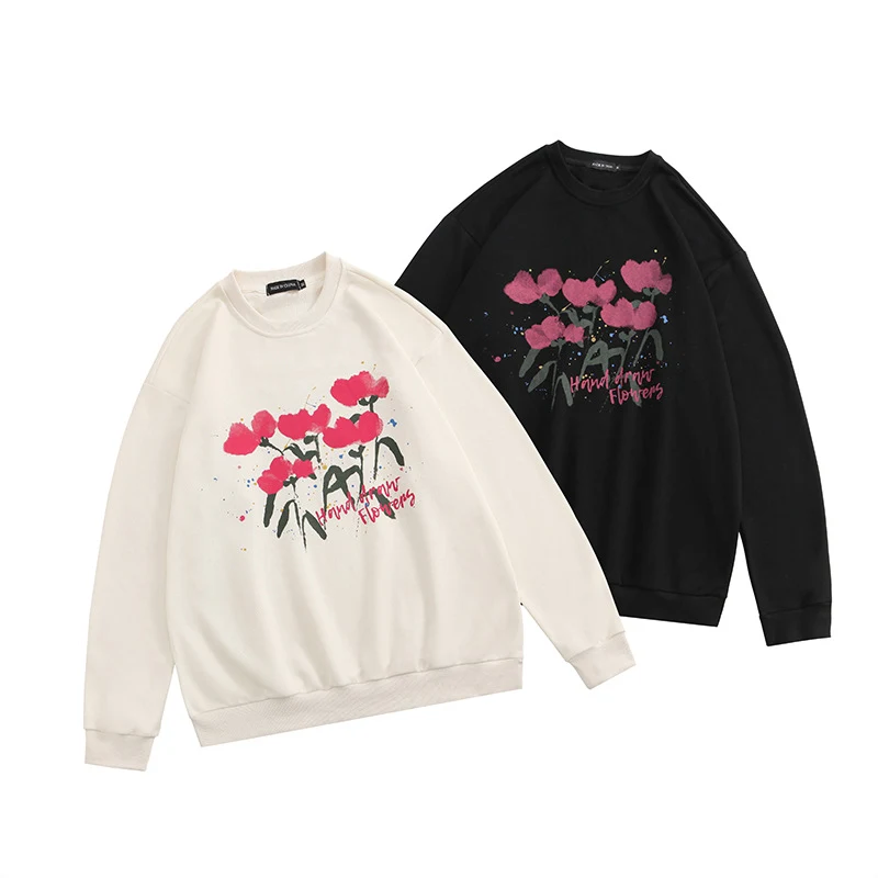 Title 1, Speckled flower print round neck simple sweater...