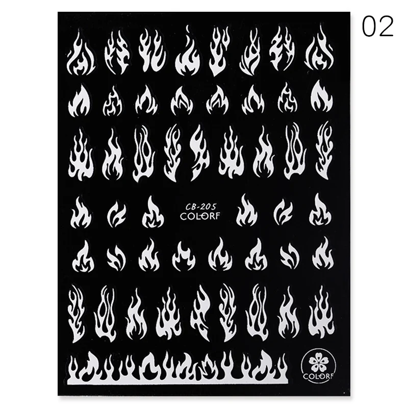 Adesivos 3D para unhas com chamas em preto, branco, dourado e prateado, tendência da moda para nail art com efeito "Net Red"! — foto 2