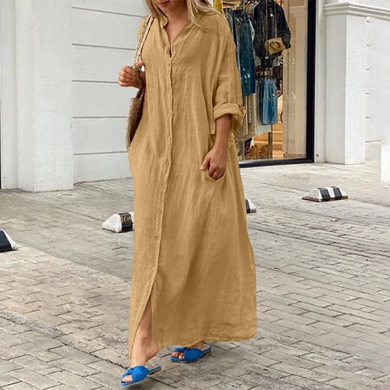 Title 3, Womens Fashion Casual Pocket Shirt Collar Dress
