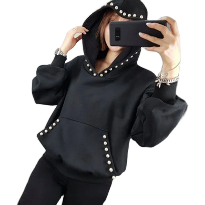 Jaqueta de moletom feminina com capuz, contas e fleece, perfeita para o inverno, oferece aquecimento, conforto e um visual elegante para o dia a dia. — foto 3