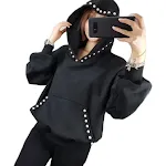 Jaqueta de moletom feminina com capuz, contas e fleece, perfeita para o inverno, oferece aquecimento, conforto e um visual elegante para o dia a dia. — foto 3