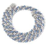 Corrente Cubana 12mm Aquamarine com Zircônias Brancas, Elegância e Sofisticação para um Visual Deslumbrante, Joia para Você. — foto 4