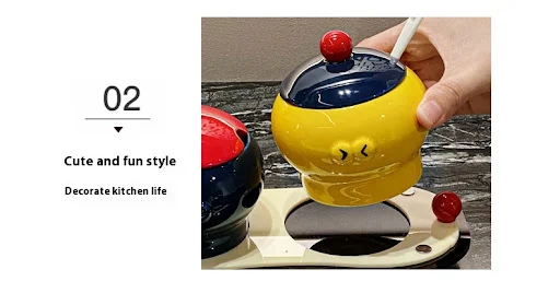 Title 10, Ceramic Household Cute Seasoning Jar With Lid, ...