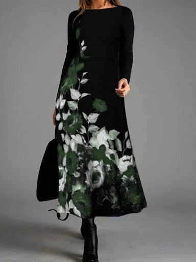 Title 3, Zwarte katoenen jurk met commuter print Comfort...