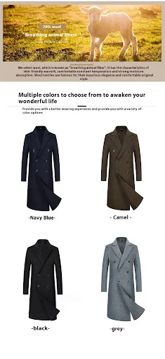 Title 18, Wollen jas trenchcoat dubbele rij lang onder de...