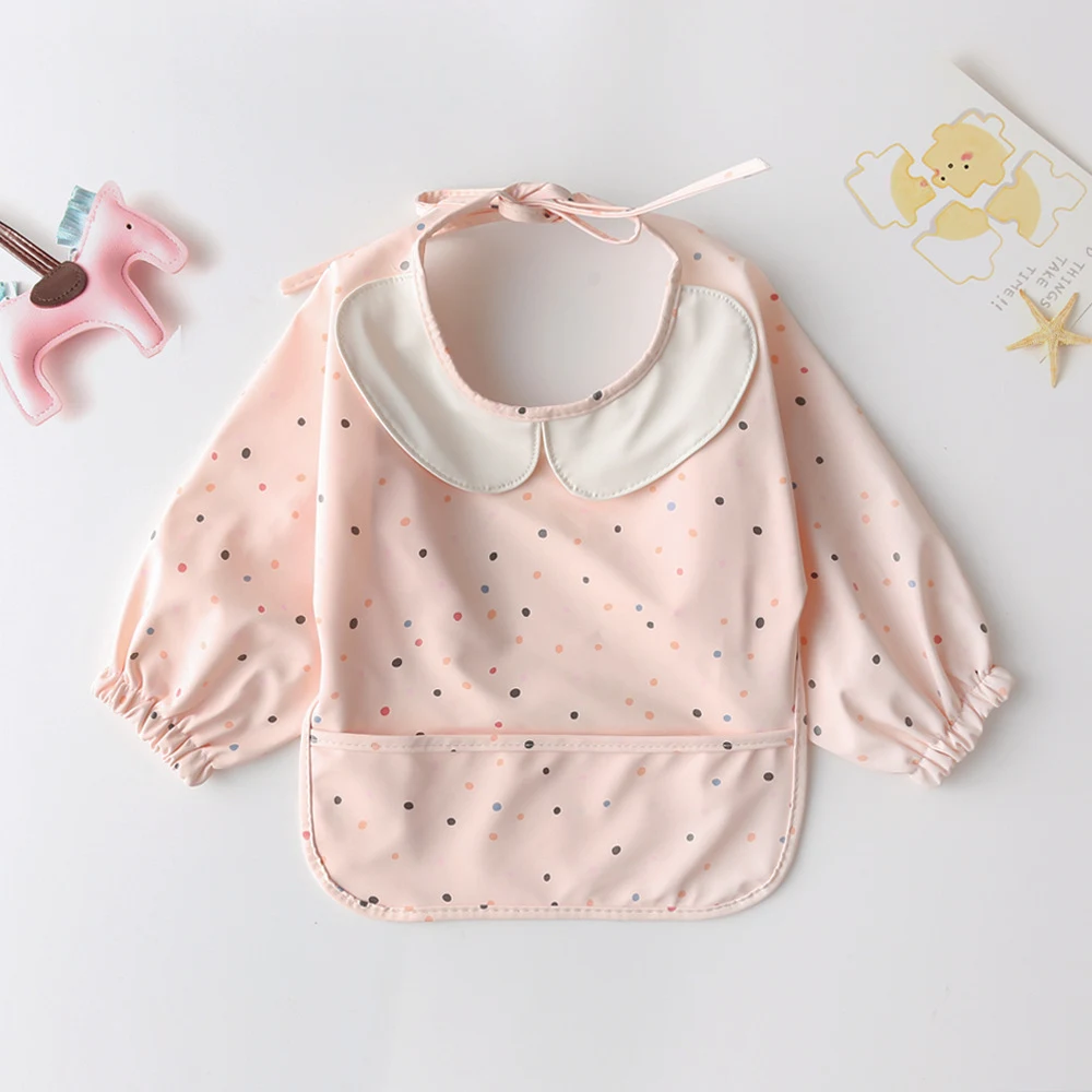 Babador impermeável de manga longa para bebê Mantém a roupa limpa contra manchas e respingos, fácil de limpar, ideal para refeições e brincadeiras. — foto 21