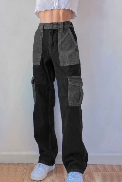 Women's Street Hip-Hop Stitching Contrast Color Casual Straight Leg Pants, perfect for autumn fashion. — photo 2