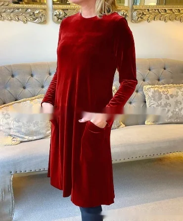Title 4, Womens Velvet Slimming Temperament Crew Neck M...