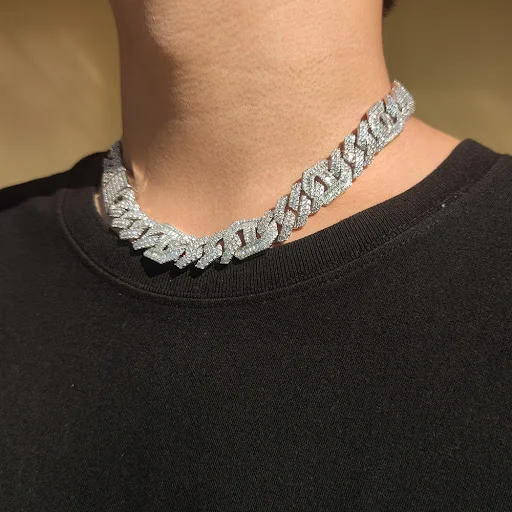 Title 4, Colar masculino Hip Hop 15mm, pulseira cubana "...