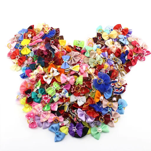 10/20/30 Pcs Dog Hair Bows Dog Topknot Multicoloured Bows Pet Puppy Hair Bow Bright Flower Peals Pet Grooming Products H — photo 2