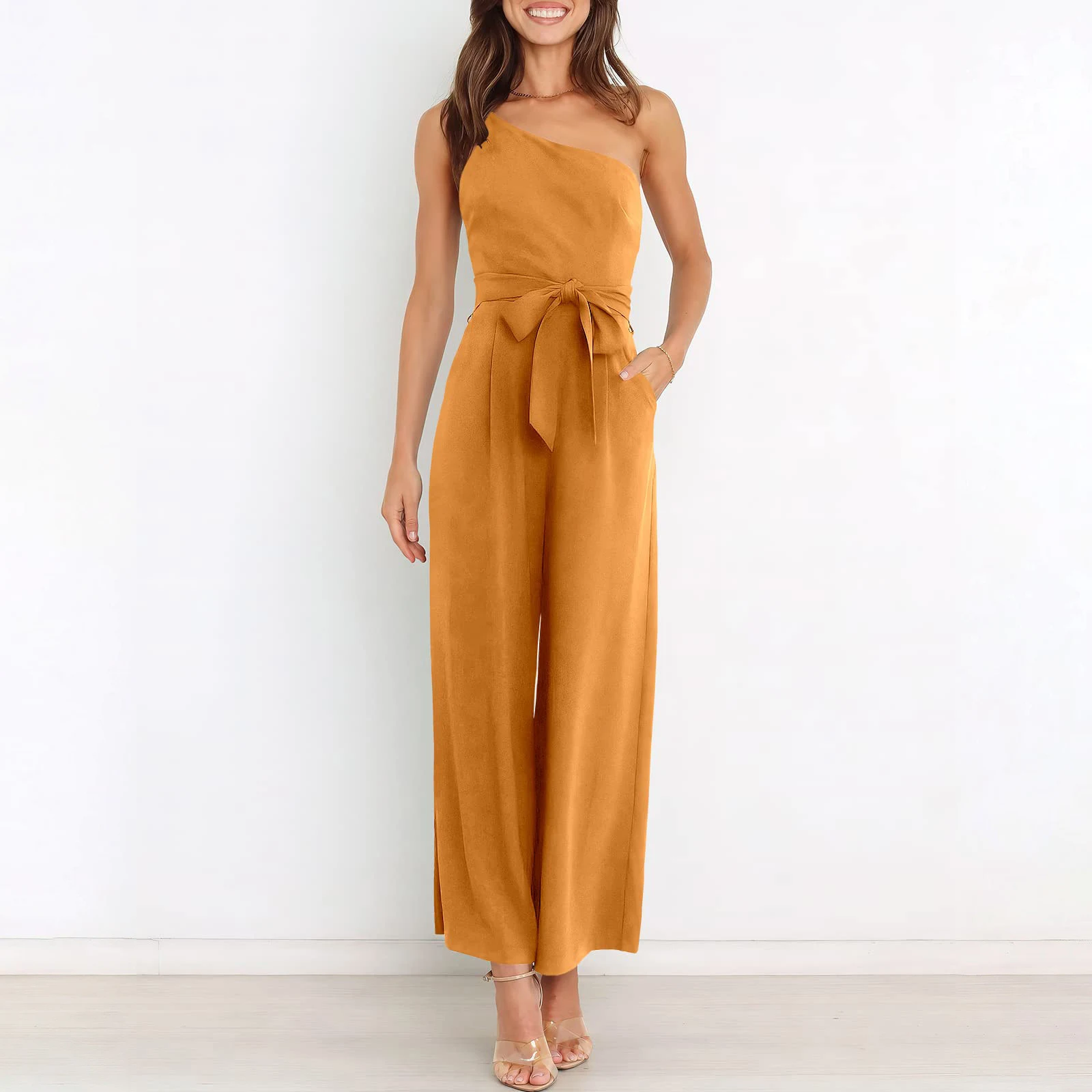 Title 5, Womens Solid Color Lace-up Jumpsuit