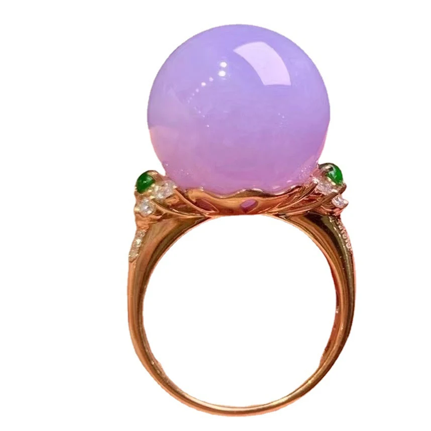 Title 1, Anel feminino com esfera de calcedônia violeta,...