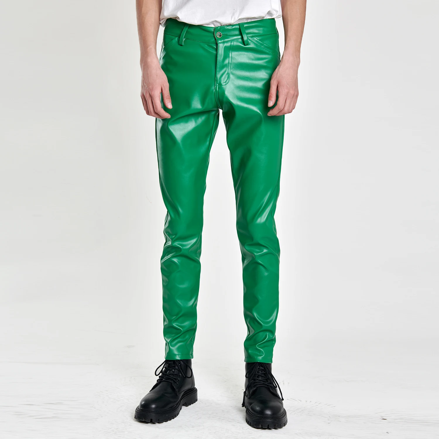 Title 7, Ademende leren herenbroek, stretch slim fit, gr...