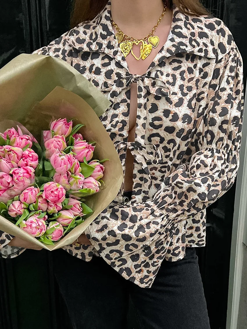 Title 21, Top da donna con stampa leopardata, maniche a s...