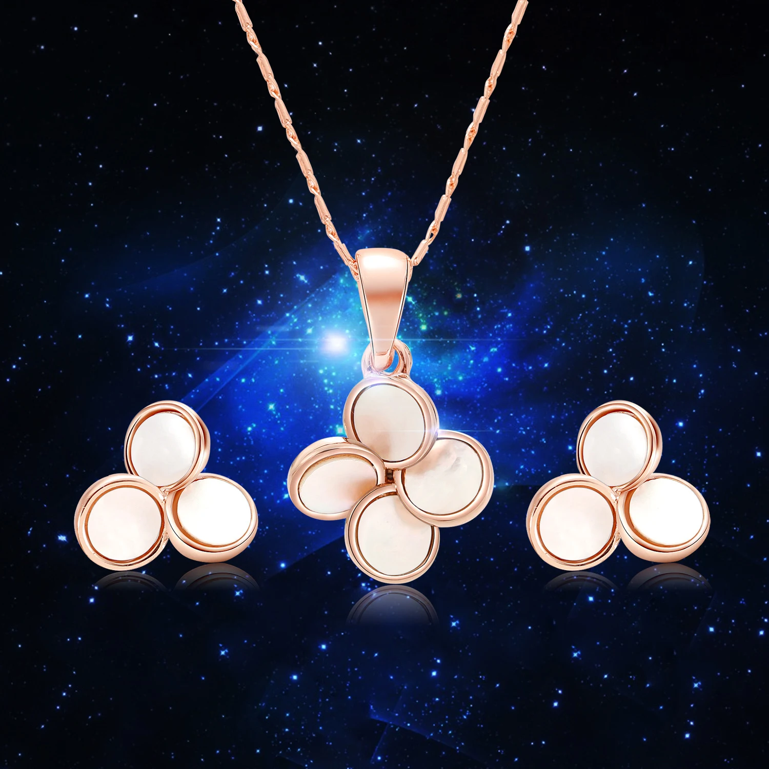Title 4, Legering Shell Bloemen Ketting en Oorbel Set Bl...