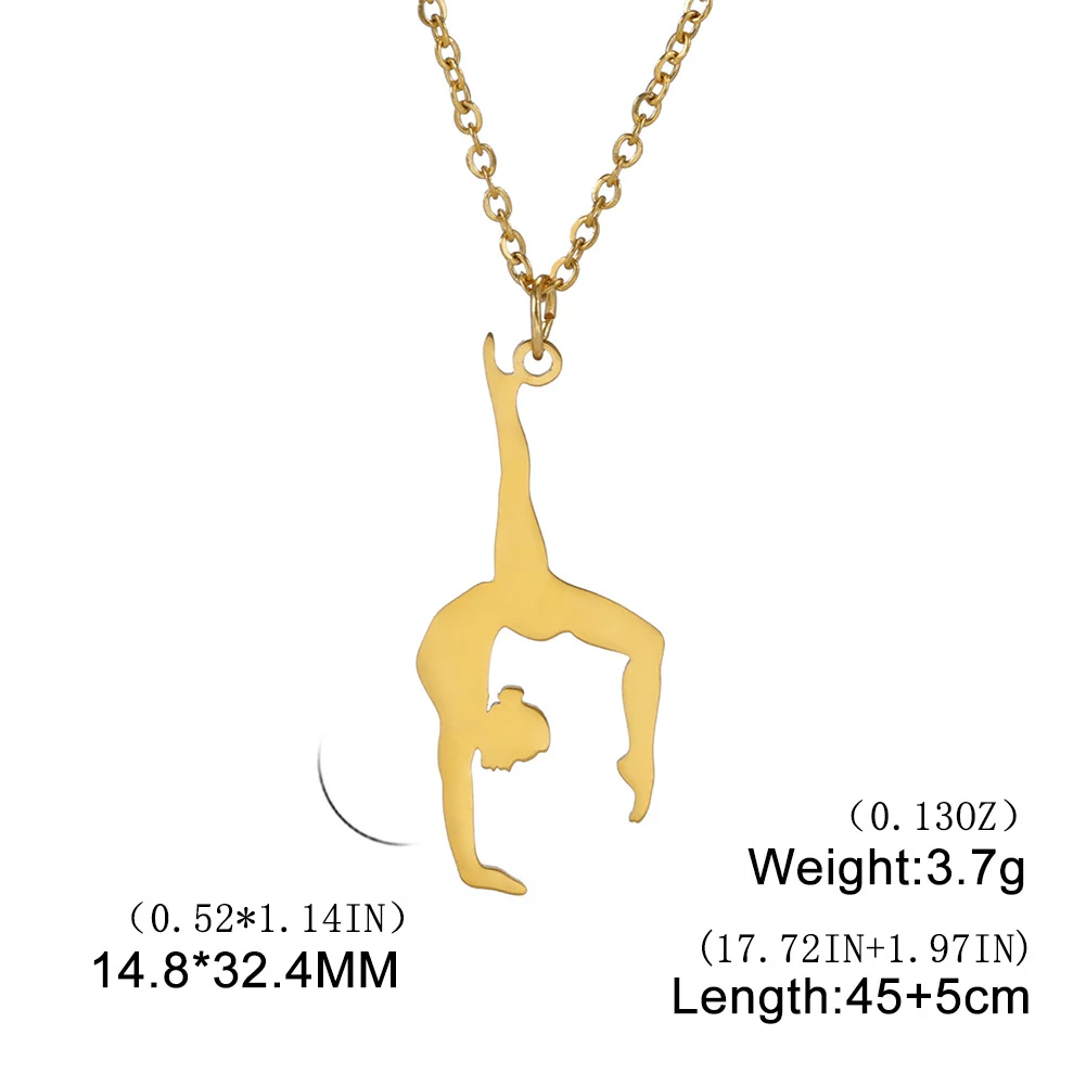 Colar com pingente de ginástica em aço inoxidável, formato de silhueta. Presente perfeito para ginastas e amantes da ginástica, expressando paixão pelo esporte. — foto 2