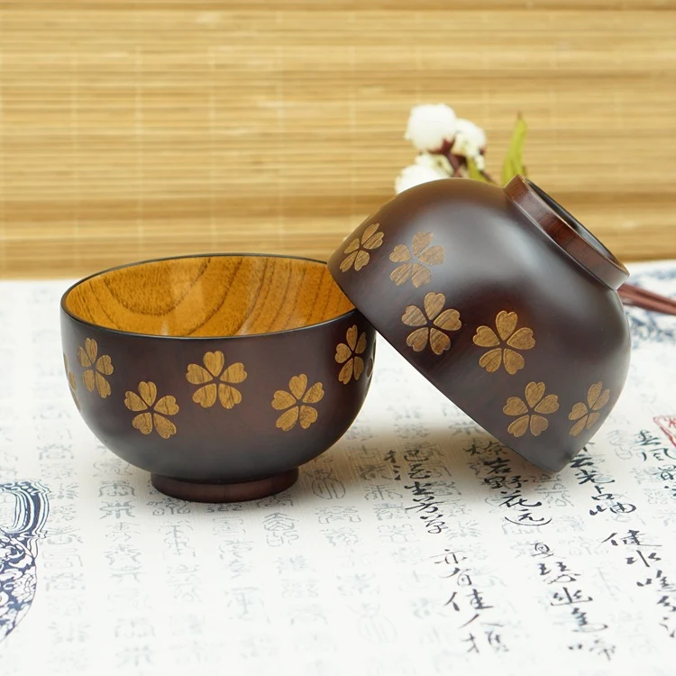 Title 6, Sakura Solid Wood Bowl Adult Rice Bowl, a durab...