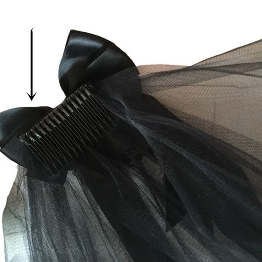 Title 5, Retro Lace Double Layer Comb Black Veil Hair Ac...
