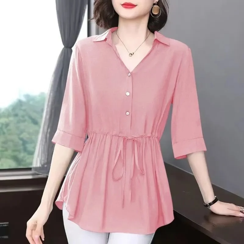Title 2, Middle-aged And Elderly Womens Chiffon Shirt