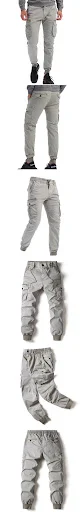 Title 4, Solid Color Skinny Pants Multi-pocket Mens Wor...