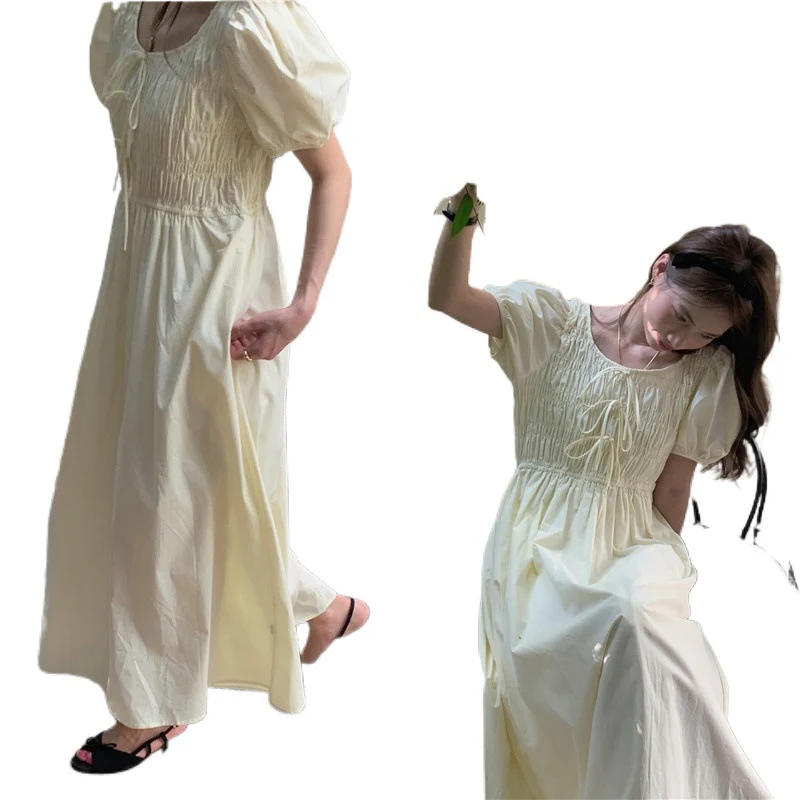 Waist-tight Slimming Puff Sleeve Long Dress — photo 2