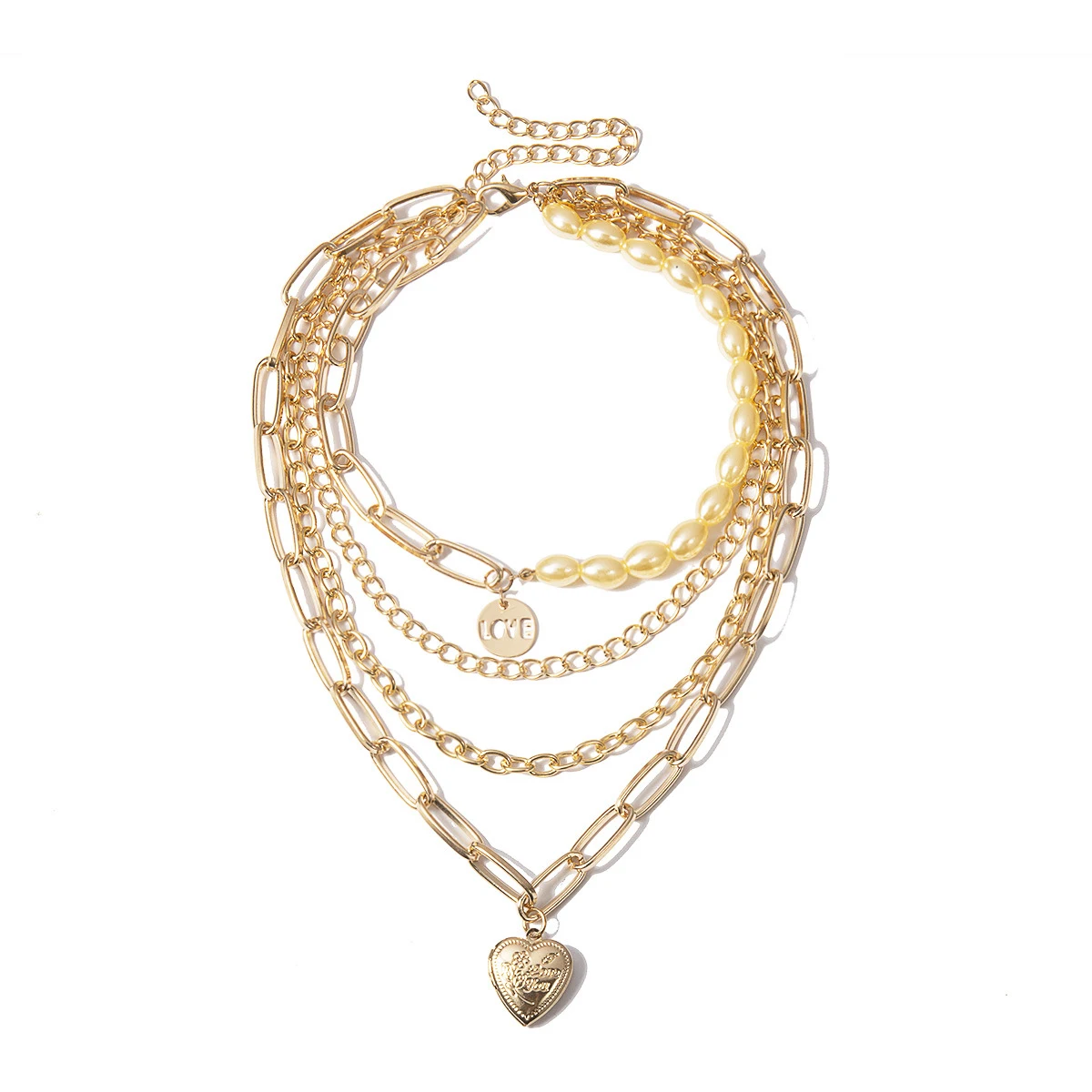 Colar feminino misto punk com corrente e pérolas, perfeito para mulheres que buscam um acessório moderno e estiloso, agregando atitude ao visual. — foto 1