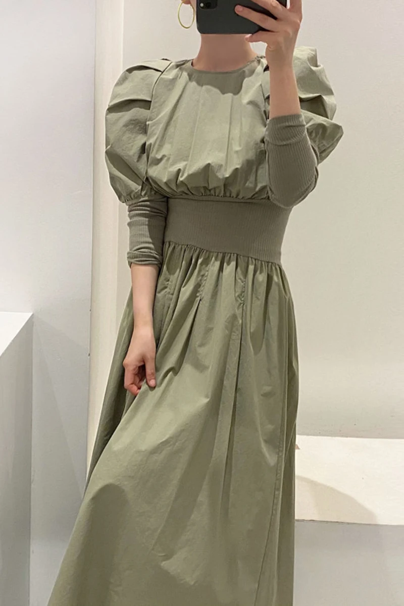 Title 4, Vestido longo feminino de cor sólida com mangas...