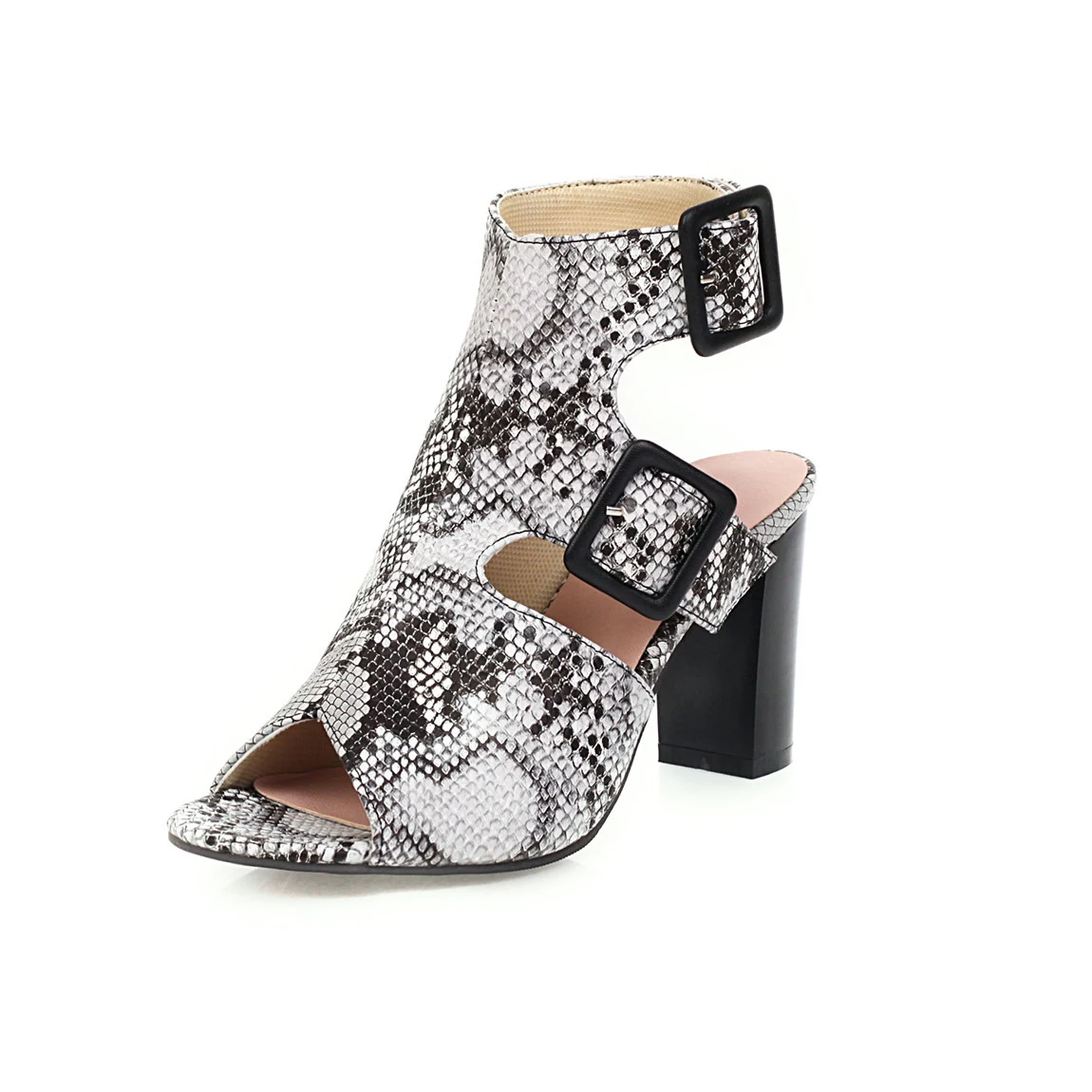 Salto alto com fivela grande e salto grosso. Sapatos elegantes e modernos que combinam estilo e conforto, ideais para realçar seu look. — foto 3
