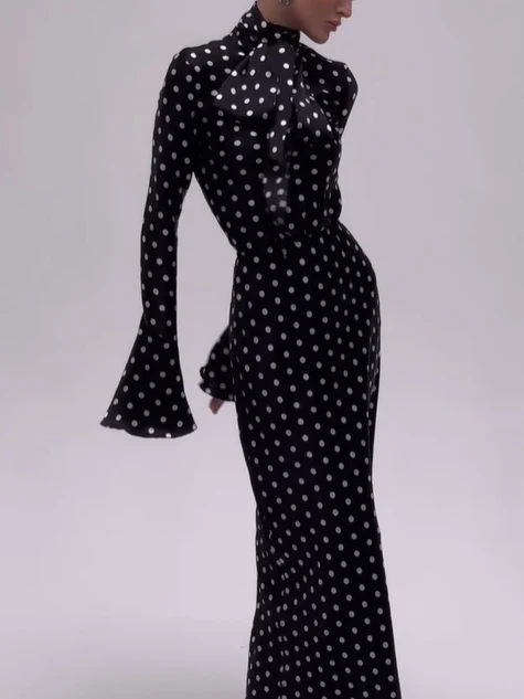 Polka Dot Strappy Bell Sleeve Dress — photo 2