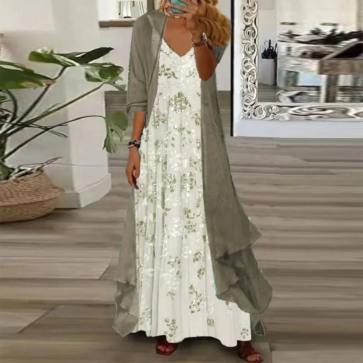 Title 6, Womens Two-piece Digital Printing Sling Chiffo...