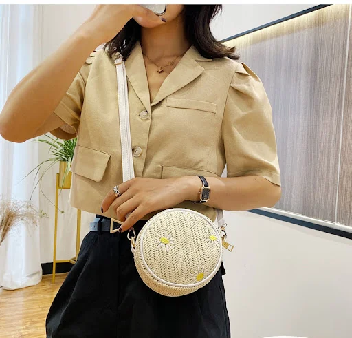 Title 6, Straw Woven Bag for Women Red Sand Beach Small ...
