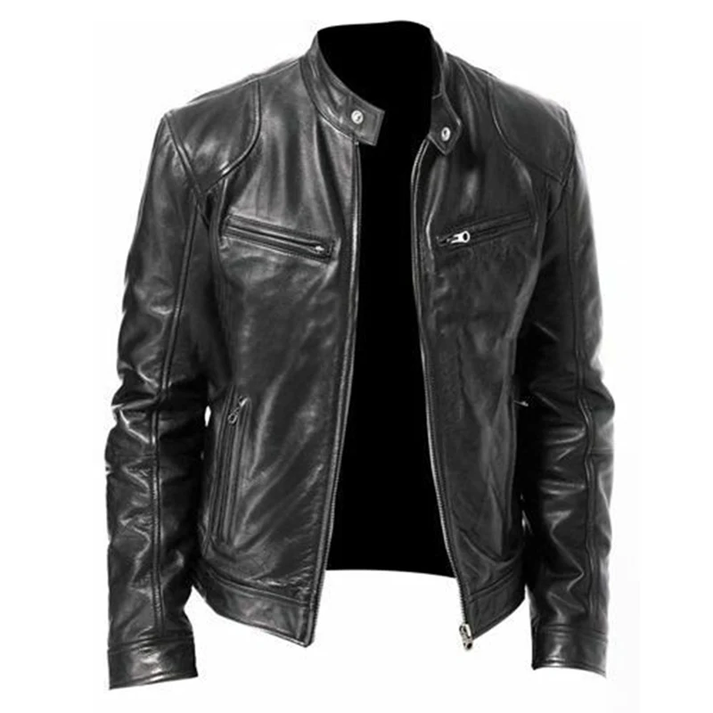 Title 2, Mens PU Leather Jacket Slim Fit – Stylish and ...