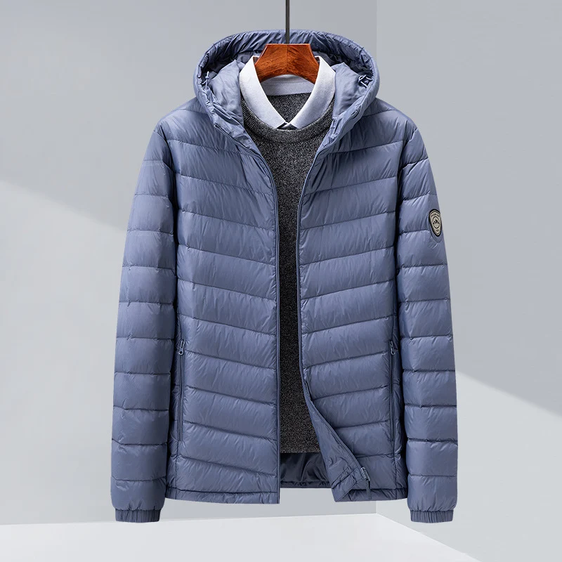 Men's Thin Hood Down Jacket Trendy Korean Slim Fit White Duck Down Lightweight Warm Stylish and comfortable for everyday — photo 6