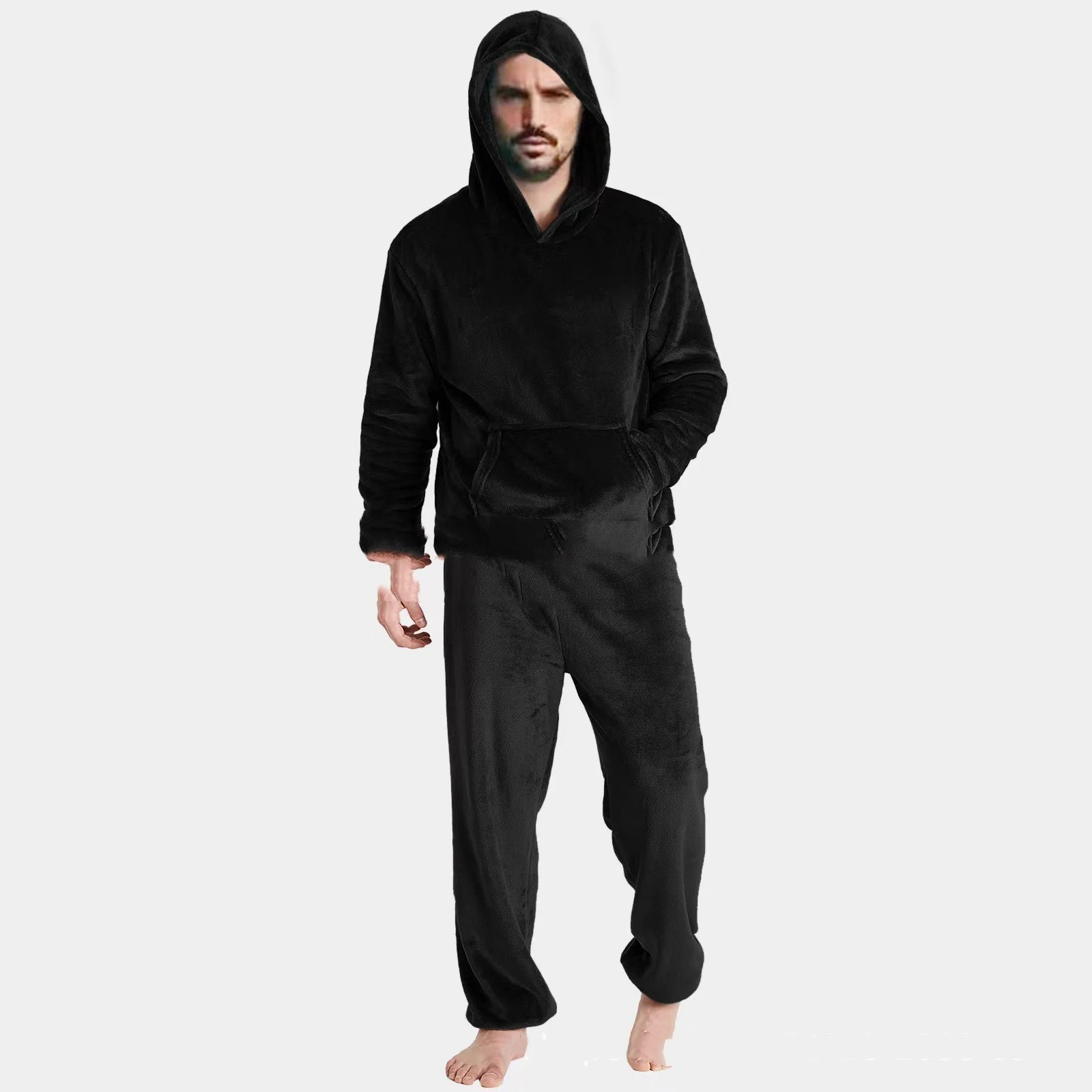 Conjuntos de calças com capuz quentes para homem Conforto e aquecimento no inverno. Ideal para atividades ao ar livre ou para relaxar em casa com estilo e praticidade. — foto 4