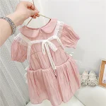Vestido Lolita Bebê Manga Curta Estilo Ocidental Infantil Princesa Conjunto de Duas Peças Perfeito para Festas — foto 2