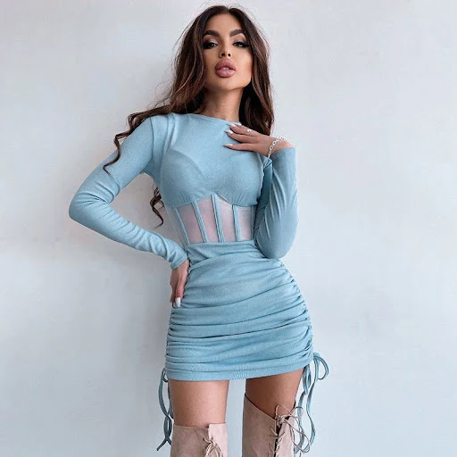 Title 20, Womens Fall Slim Fit Waist Long Sleeve Dress