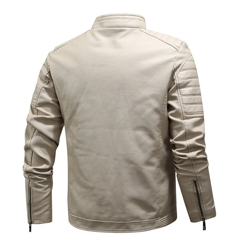 Jaqueta de couro masculina juvenil estilo motocicleta com forro de veludo espesso, ideal para aquecimento e proteção no inverno. — foto 5