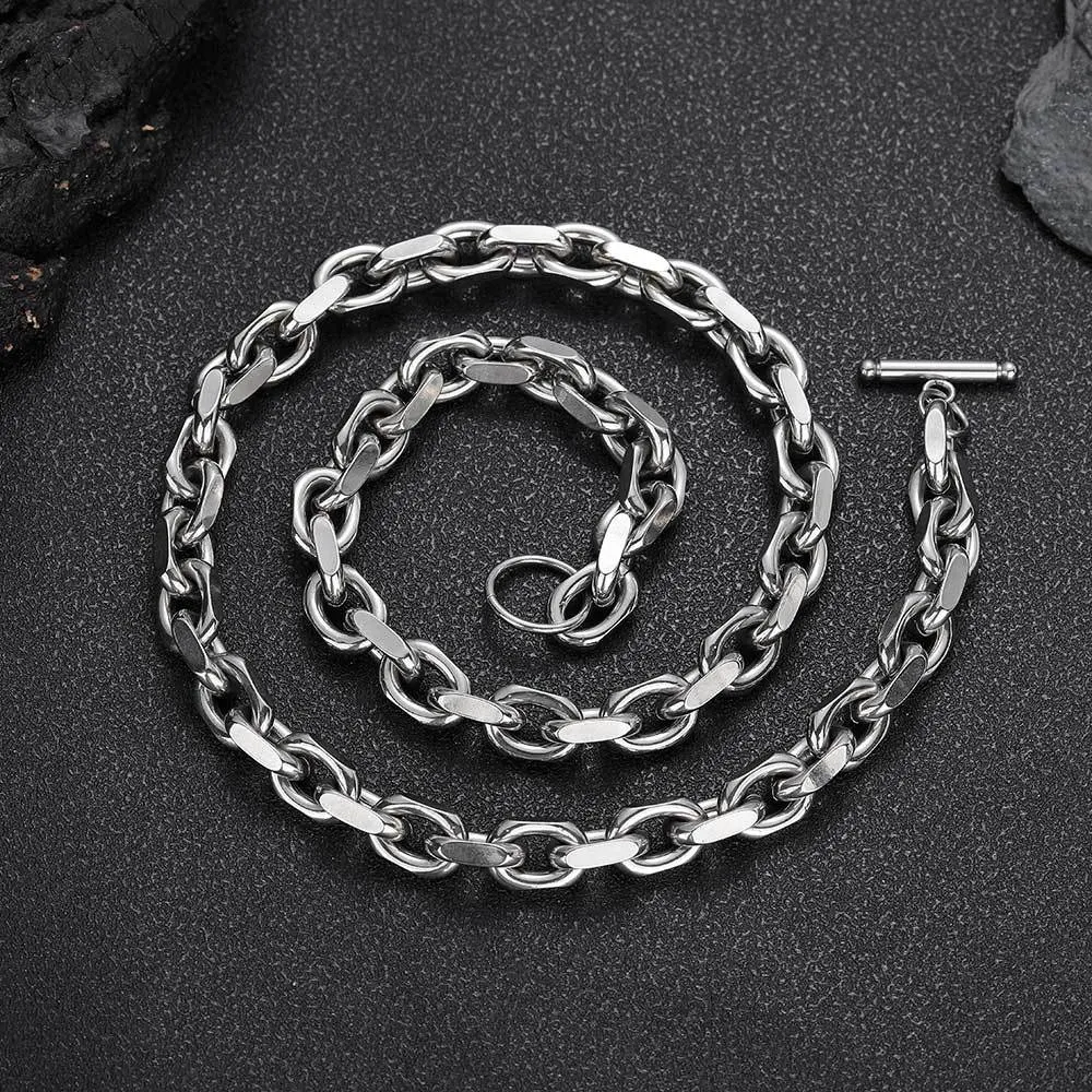 Pulseira ou Colar Corrente Cruz Aço Inoxidável O-shaped Moderno e Elegante Joia Unissex Tendência da Moda Design Sofisticado e Durável — foto 15