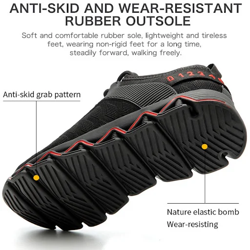Title 24, Flying woven mid-top labor protection shoes. Co...